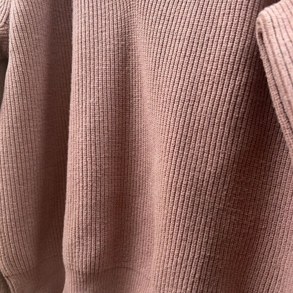 Oxford Sunday Women's Ribbed V-Neck Sweater Mauve Pink Cold Shoulder Knit Top - Picture 6 of 10